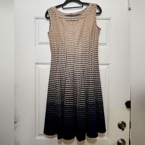 Tan/Navy dots Flare Dress PS